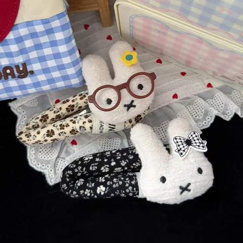 Cute Plush Rabbit Hair Clip Sweet Floral Bow Hairpin Cartoon Animal Hair Accessories For Women And Girls Daily Wear