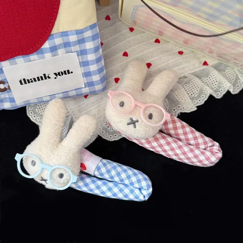 Cute Cartoon Rabbit Hair Clip Pink Blue Plush Glasses Duckbill Hairpin Sweet Girl Hair Accessories For Women