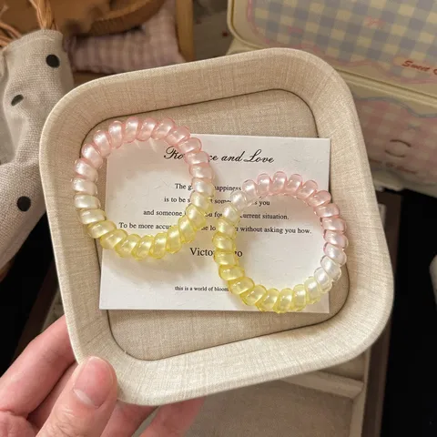 Elastico Per Capelli A Spirale Rosa Sfumato Dolce Plastica Resina Cavo Telefonico Corda Per Capelli Accessori Per Capelli Quotidiani Per Donne Ragazze