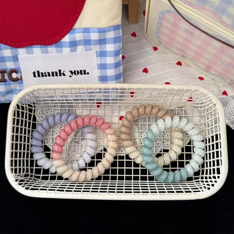 Gradient Polka Dot Telephone Wire Hair Tie Plastic High Elastic Hair Rope Ponytail Holder Hair Accessories For Women