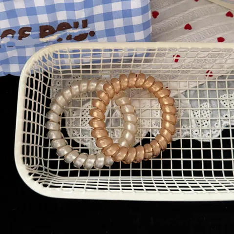 Elastico per Capelli a Cavo Telefonico Perlato Moda Donna Commuter Accessori Capelli Spirale Plastica Elastico Coda di Cavallo