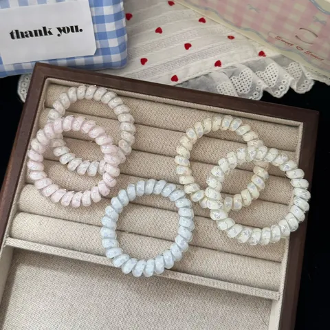 Sweet Floral Jelly Telephone Wire Hair Tie Cute Girl Ponytail Hair Rope Sweet Hair Accessory Daily Hair Styling Hair Ornament