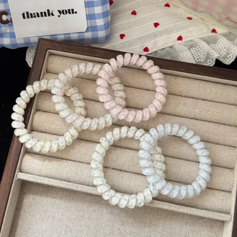 Sweet Floral Jelly Telephone Wire Hair Tie Cute Girl Ponytail Hair Rope Sweet Hair Accessory Daily Hair Styling Hair Ornament
