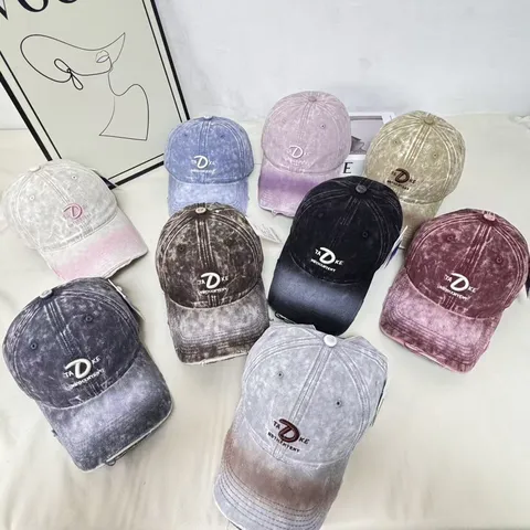 Gorra de Béisbol Vintage Teñido Anudado Desgastado Bordado de Letras Algodón Sombrero de Sol Unisex