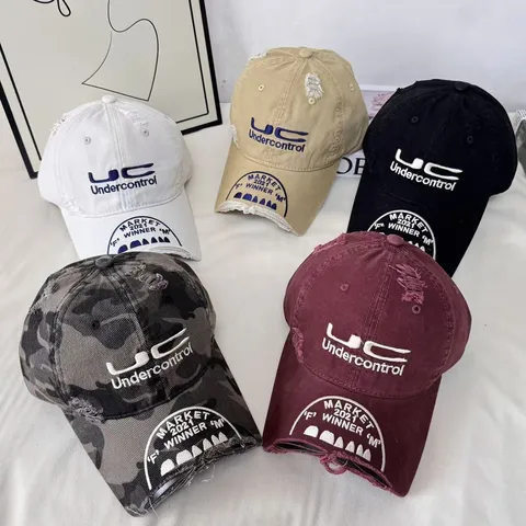 Gorra de Béisbol de Algodón Lavado Vintage Unisex Streetwear Letra Bordada Ala Curva Ajustable Dad Hat