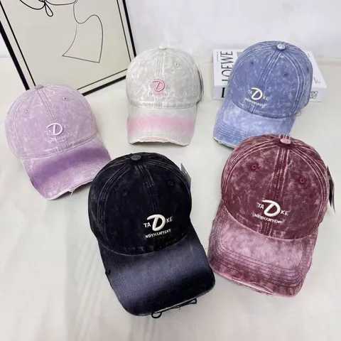 Gorra de Béisbol Vintage Teñido Anudado Desgastado Bordado de Letras Algodón Sombrero de Sol Unisex