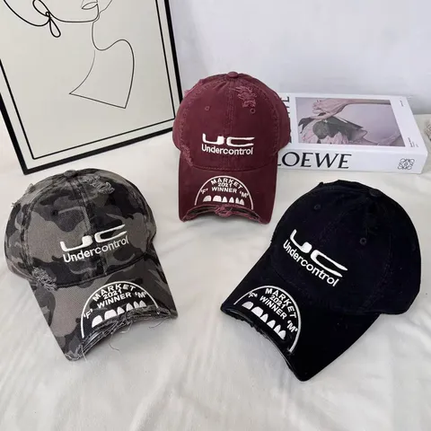 Gorra de Béisbol de Algodón Lavado Vintage Unisex Streetwear Letra Bordada Ala Curva Ajustable Dad Hat