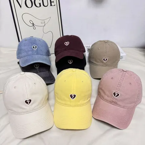 Gorra de Béisbol Bordado de Corazón Retro Americano Unisex Exterior Parasol Algodón Casual Dad Hat