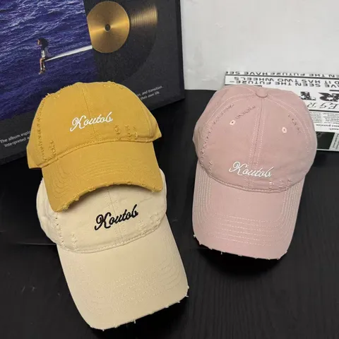 Gorra de Béisbol de Algodón Lavada Estilo Desgastado Unisex Ala Ancha Letra Bordada Sombrero Casual para Hombres Mujeres