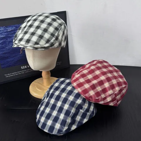 Womens Newsboy Cap British Retro Plaid Flat Hat Lightweight Breathable Sun Visor Cap Spring Summer Fashion Beret Hat