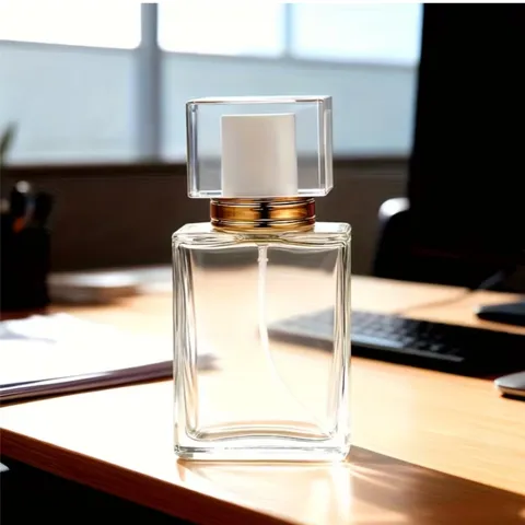 Empty Refillable Glass Perfume Bottle Transparent Cosmetic Container With White Cap And Gold Sprayer For Travel Home