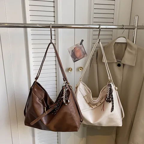 Mujeres Gran Capacidad Bolso Tote Cuero PU Casual Minimalista Bolso de Hombro Color Sólido Cierre de Cremallera Bolso de Moda