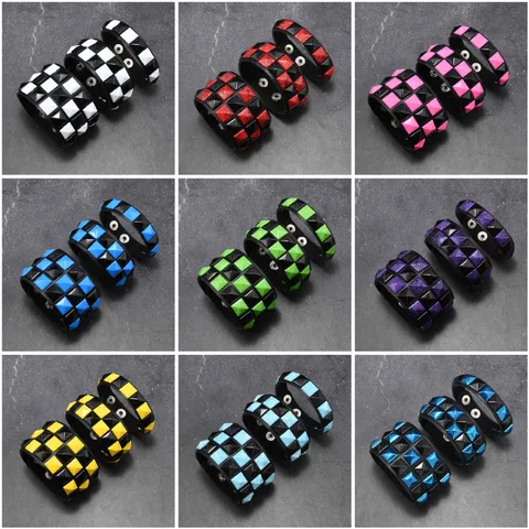 Punk Rock Wide Artificial Leather Bracelet For Men Women Colorful Pyramid Studded Wristband Adjustable Buckle Street Style Jewelry