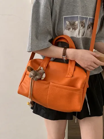 Gran Capacidad Cuero PU Suave Almohada Hombro Bandolera Bolso Mujer Commuter Axila Bolso