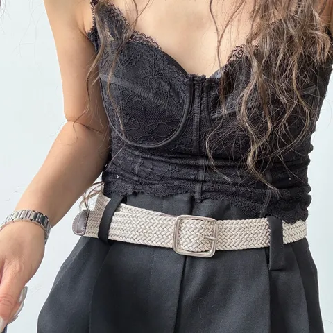 Unisex Braided Belt Casual Woven Waist Belt Metal Pin Buckle Stretch Belt For Men Women Daily Commute Accessories