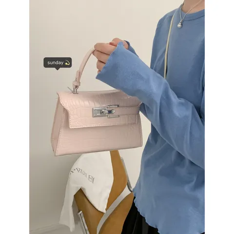 Bolso de Mano de Cuero PU para Mujer con Patrón de Cocodrilo Bolso Bandolera de Moda Bolso Cuadrado Informal