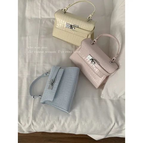 Bolso de Mano de Cuero PU para Mujer con Patrón de Cocodrilo Bolso Bandolera de Moda Bolso Cuadrado Informal