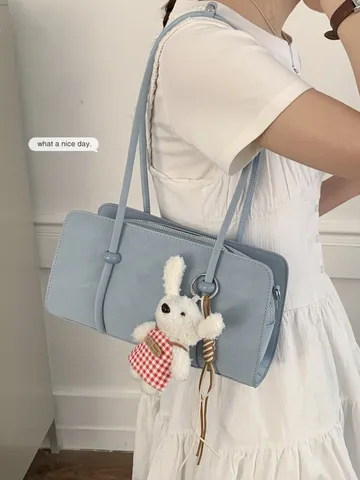 Bolso de Hombro Minimalista de Cuero PU para Mujer Color Sólido Pequeño Cuadrado Bowling Bolso de Mano Elegante