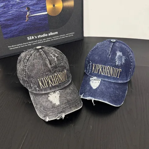 Damen Baseballkappe WascheBaumwolle Distressed Letter Stickerei Verstellbare Gebogene Krempe Lässiger Streetwear Sonnenhut
