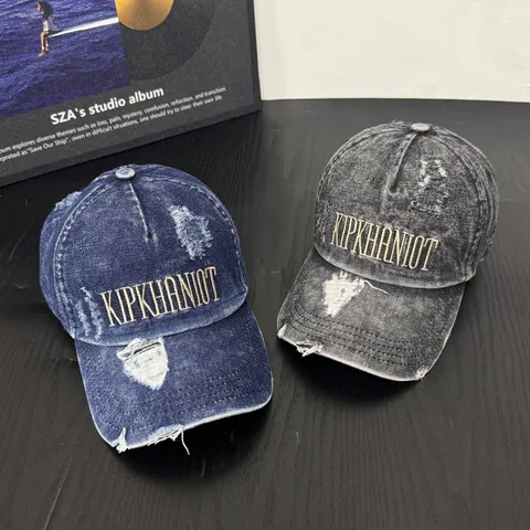 Damen Baseballkappe WascheBaumwolle Distressed Letter Stickerei Verstellbare Gebogene Krempe Lässiger Streetwear Sonnenhut