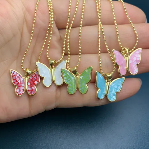Fashion Copper Butterfly Pendant Necklace For Women Korean Style Shell Clavicle Chain Fashion Jewelry