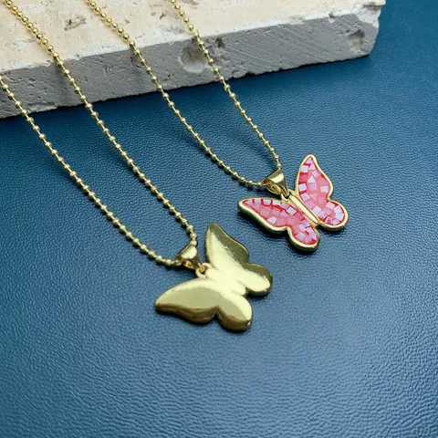 Fashion Copper Butterfly Pendant Necklace For Women Korean Style Shell Clavicle Chain Fashion Jewelry