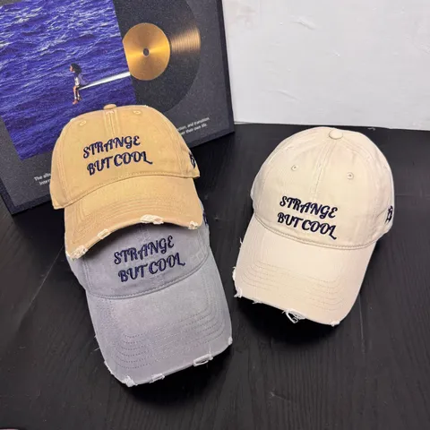 Gorra de Béisbol de Algodón Lavado Desgastado Bordado de Letras Ala Ancha Sombrero de Protección Solar Ajustable Casual para Mujer