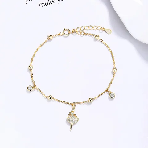925 Sterling Silver Little Girl Ballet Dancer Bracelet Rhinestone Light Luxury Casual Women Jewelry Gift Charm