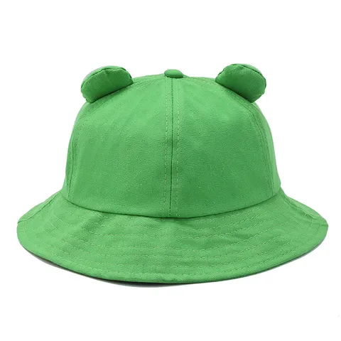 Cute Cartoon Frog Bucket Hat Cotton Embroidered Smiley Face Sun Hat Casual Outdoor Fisherman Cap For Spring Summer