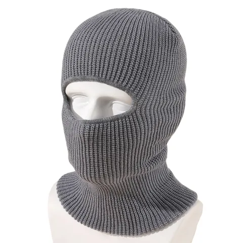 Unisex Winter Warm Knitted Balaclava Outdoor Cycling Ski Mask Solid Color Windproof Full Face Cover Thermal Acrylic Knit Hat