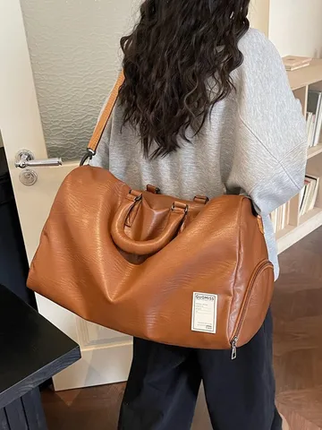 Vintage Μαλακό Δερμάτινο Τσάντα Ταξιδιού Tote Μεγάλης Χωρητικότητας Με Ανεξάρτητη Θήκη Παπουτσιών Για Γυναίκες Άνδρες