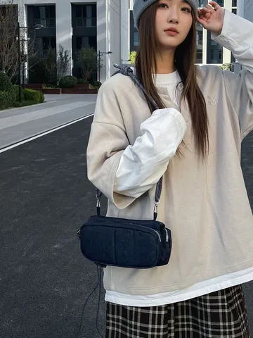 Japanse Stijl Denim Crossbody Tas Meerdere Vakken Casual Schoudertas Voor Dames Mode Streetwear Handtas