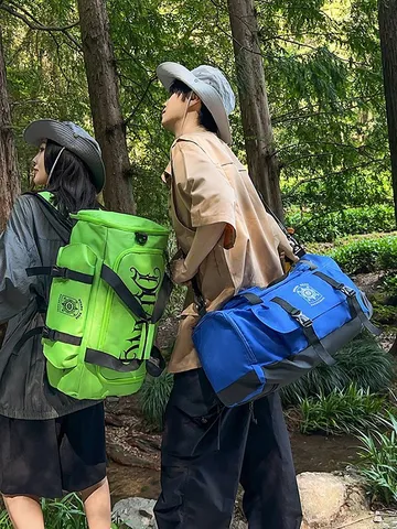 Sac de Voyage en Tissu Oxford Rétro Américain Grande Capacité Camping en Plein Air Sac à Bandoulière Sac à Dos Casual Multifonctionnel