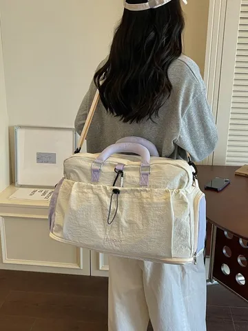 Korean Style Expandable Travel Bag With Independent Shoe Compartment Dry Wet Separation Gym Fitness Duffel Bag For Women Men Polyester Bag