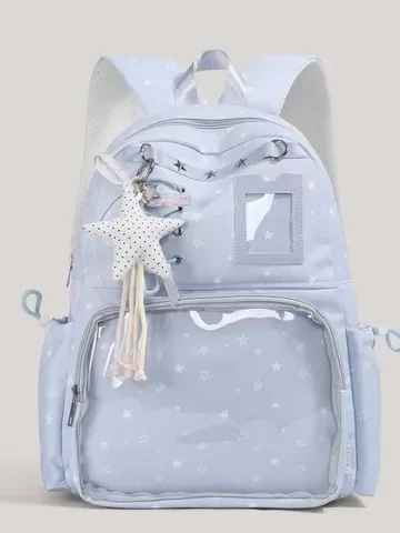 Fashion Star Pattern Ita-bag For Women Girls Nylon PVC Transparent DIY Display Small Backpack Student School Bag Outdoor Travel Daypack