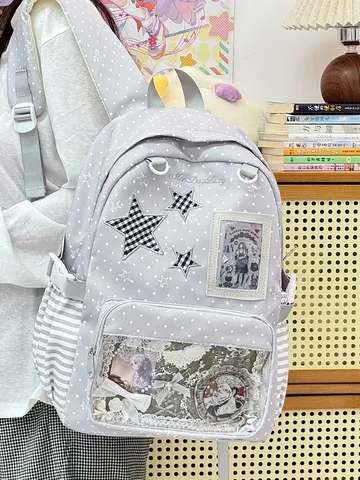 Japanese Sweet Ita Bag Backpack For Women Girls Transparent Window Polka Dot Star Student School Daypack For Convention
