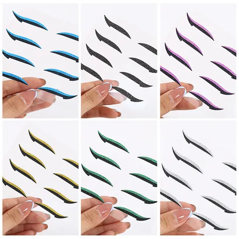 Glitter Eyeliner Stickers Self Adhesive Face Gems Crystal Eye Makeup Stage Party Nightclub Rhinestone Eye Decals For Women