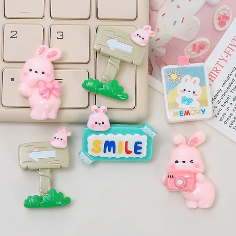 Cute Cartoon Rabbit Resin Charms DIY Cream Glue Phone Case Accessories Craft Jewelry Making Material Package