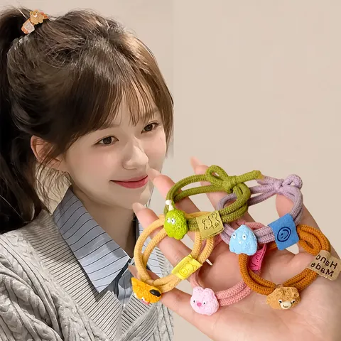 Schattige Cartoon Kleine Monster Haarelastiekjes Voor Meisjes Studenten Elastische Haarbanden Zoete Handgemaakte Haaraccessoires Kleurrijke Scrunchies