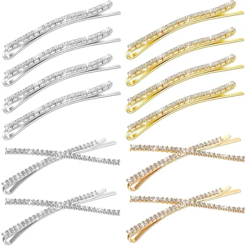 Legierung Strass Haarklammern Für Damen Glänzende Kristall Haarnadeln Funkelnde Geometrische Metall Haarnadeln Mode Seiten Barrette Kopfschmuck Accessoire