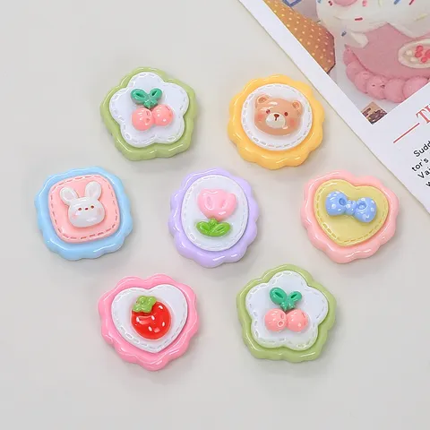 Accessoires Bricolage en Résine de Dessin Animé Mignon Dentelle Cœur Fraise Lapin Ours Cabochons Pour Coque de Téléphone Pince à Cheveux Artisanat