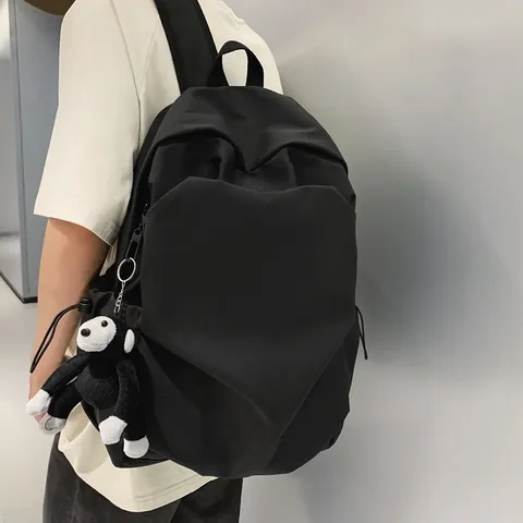 Large Capacity Casual Nylon Backpack Simple Student School Bag All Match Travel Daypack For Men Women