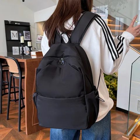 Casual Nylon Backpack Large Capacity School Bag Travel Daypack With Cute Pendant Waterproof Bookbag For Women And Men