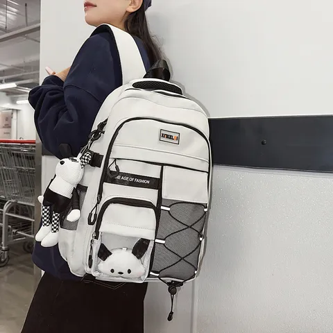 Large Capacity Waterproof Nylon School Backpack For Students Casual Bookbag Lightweight Travel Daypack