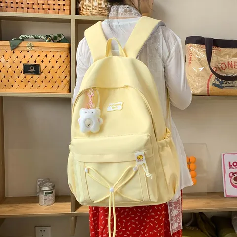 Japanese Ins Style Campus Casual Nylon Backpack For Women Lightweight Waterproof School Bag