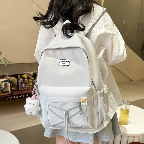 Japanese Ins Style Campus Casual Nylon Backpack For Women Lightweight Waterproof School Bag