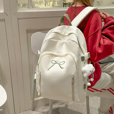 Japanese Cute Girl School Backpack Large Capacity Travel Bookbag Nylon Sweet Bow Embroidery Casual Daypack For Women Students