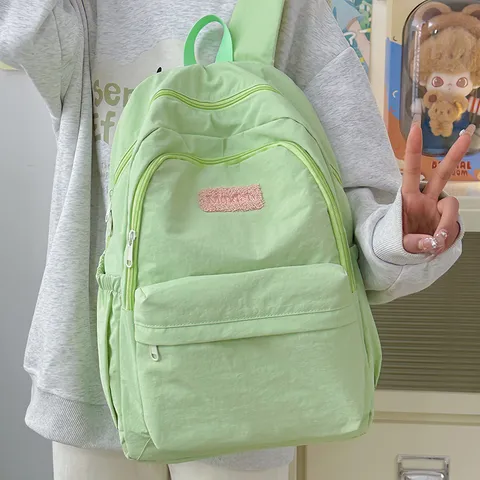 Ins Style Casual Nylon Backpack For Women Lightweight Simple School Bookbag Daily Commute Travel Daypack