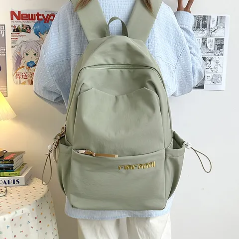 Large Capacity Nylon Backpack Simple Style Waterproof School Bag Casual Travel Daypack For Women Student