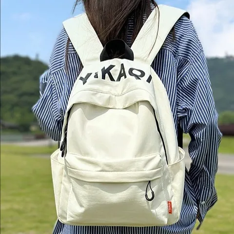 Women Casual Nylon Backpack Large Capacity School Bookbag Korean Style Casual Travel Daypack With Letter Print